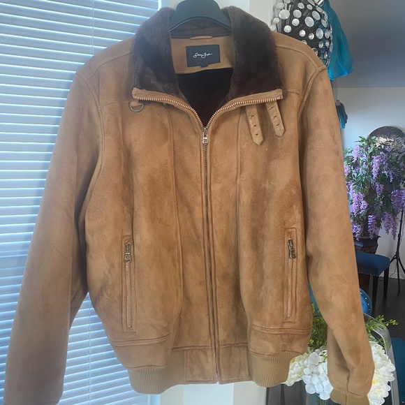 Vintage Sean John Suede Brown Men's Bomber Fur Lined Coat/Jacket Size XXL - Picture 5 of 12